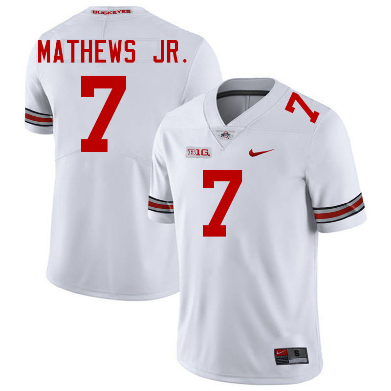 #7 Jermaine Mathews Jr. Ohio State Buckeyes Jersey College Football Uniforms-White